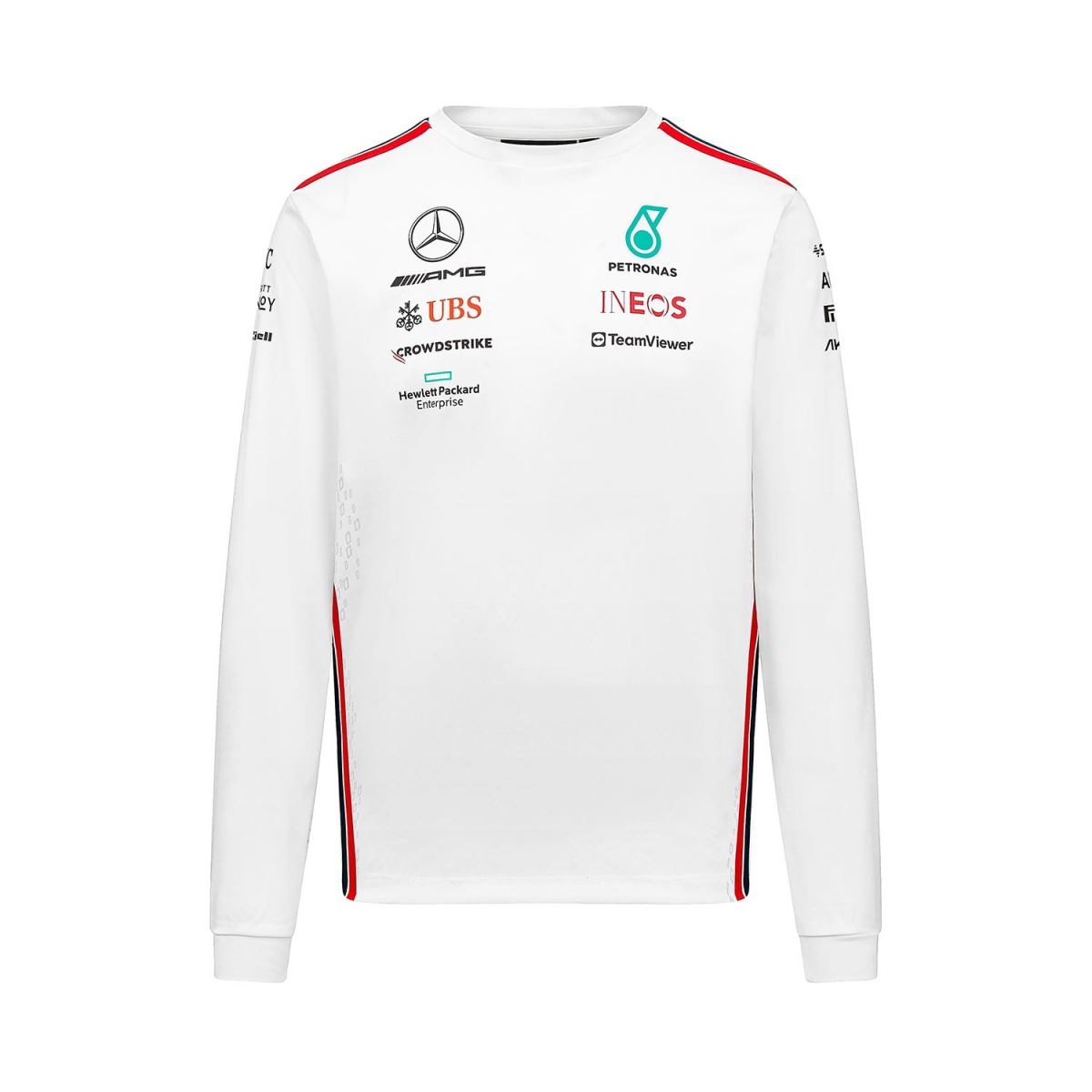 Mercedes AMG Petronas pánské tričko s dlouhým rukávem official white F1 Team 2023