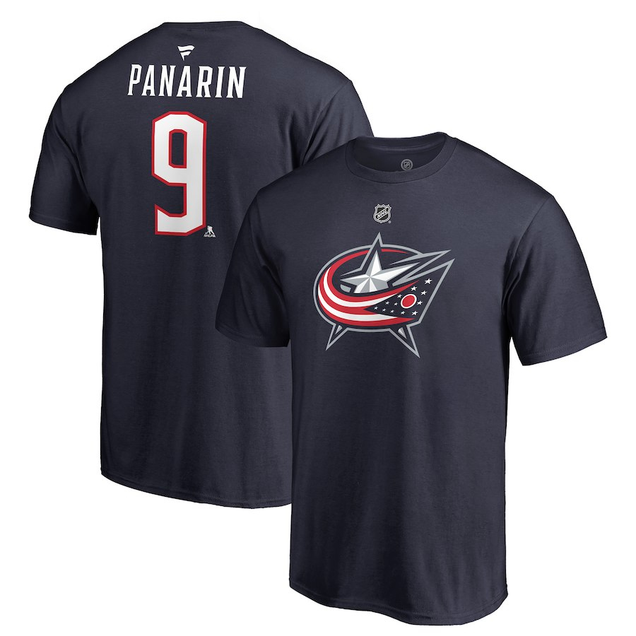 Columbus Blue Jackets pánské tričko grey #9 Artemi Panarin Stack Logo Name & Number