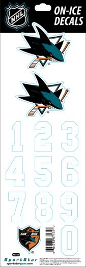 San Jose Sharks samolepky na helmu decals white