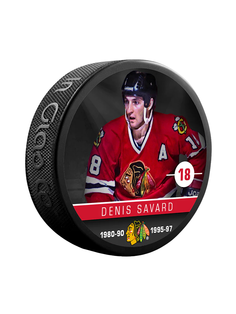 Chicago Blackhawks puk Denis Savard #18 Souvenir Collector Hockey Puck