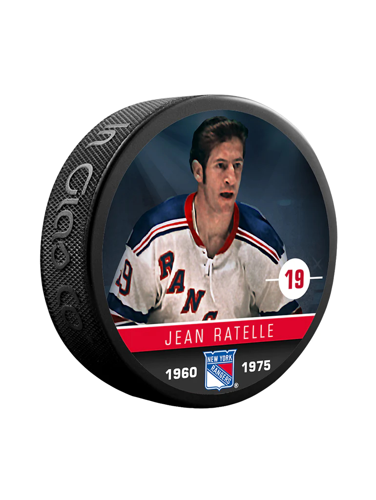 New York Rangers puk Jean Ratelle #19 Souvenir Collector Hockey Puck
