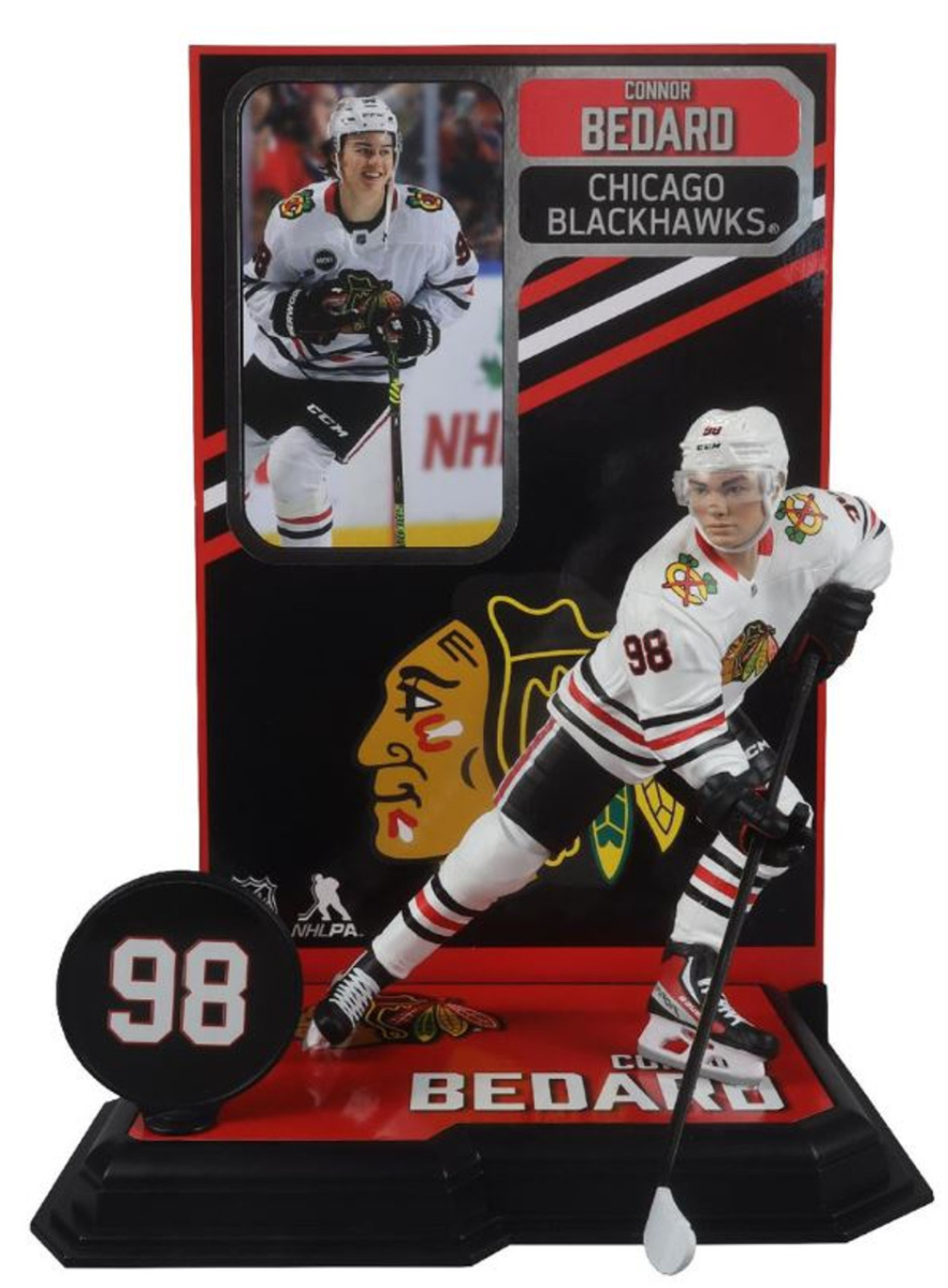 Chicago Blackhawks figurka Connor Bedard #98 Figure SportsPicks 2023/2024 Season Away Jersey