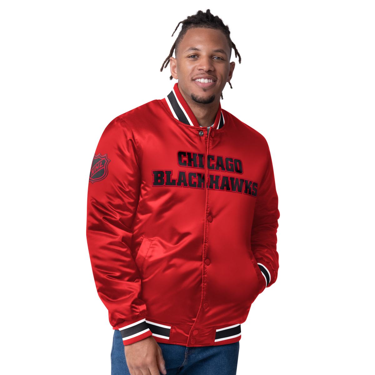 Chicago Blackhawks pánská bunda The CLOSER Reversible Varsity Satin