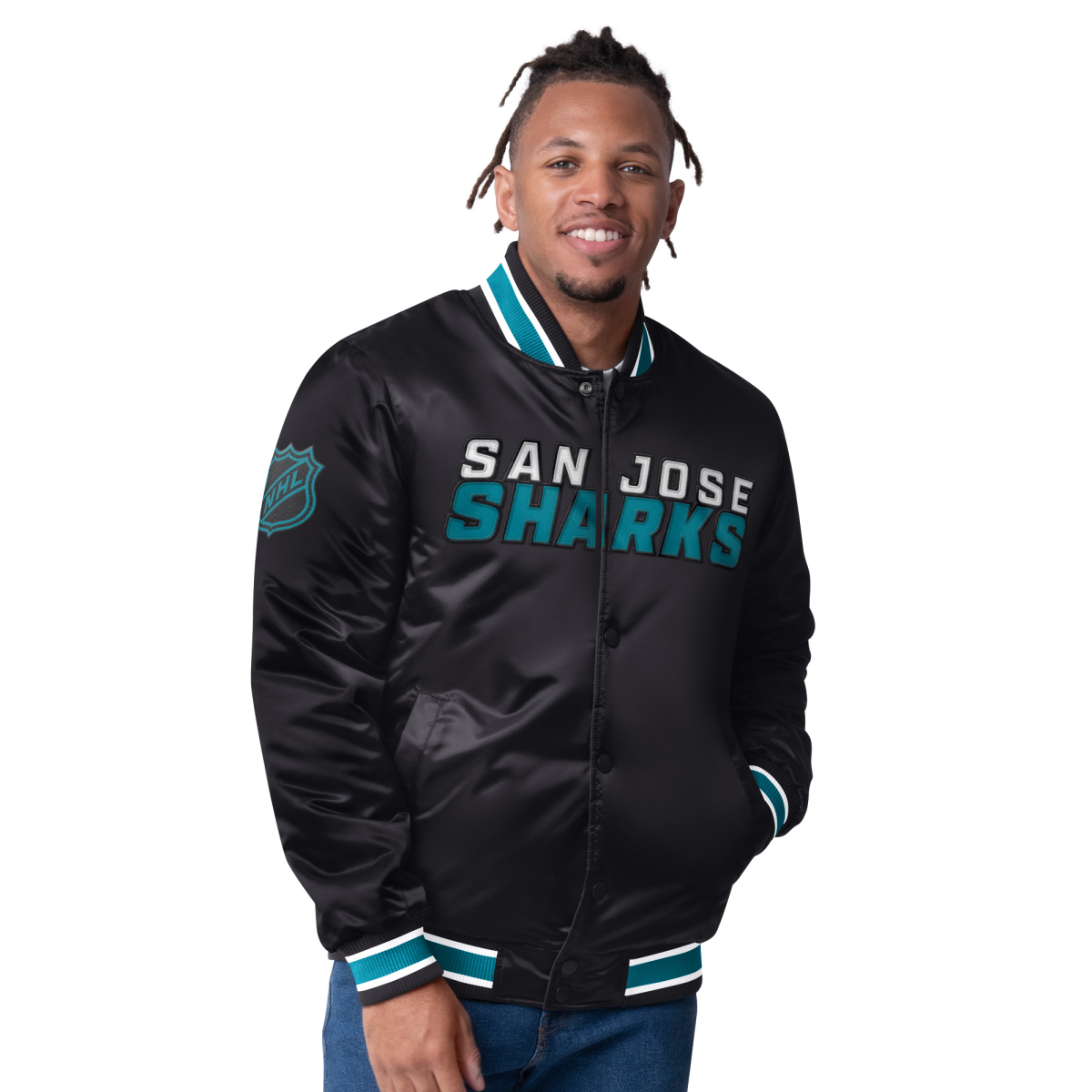 San Jose Sharks pánská bunda The CLOSER Reversible Varsity Satin