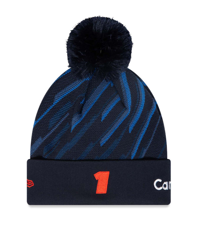 Red Bull Racing dětská zimní čepice Max Verstappen text navy F1 Team 2023