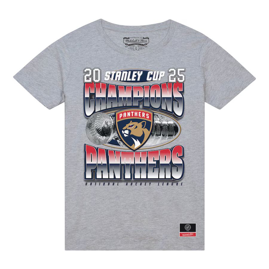 Florida Panthers pánské tričko 2025 Stanley Cup Champions Victory Arch Heather Gray