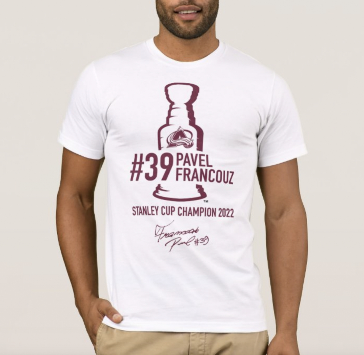 Colorado Avalanche pánské tričko Pavel Francouz #39 Stanley Cup Champion 2022 white