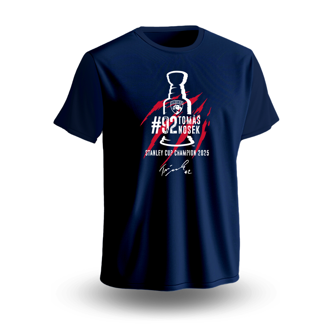 Florida Panthers pánské tričko Tomáš Nosek #92 Stanley Cup Champion 2025 Navy