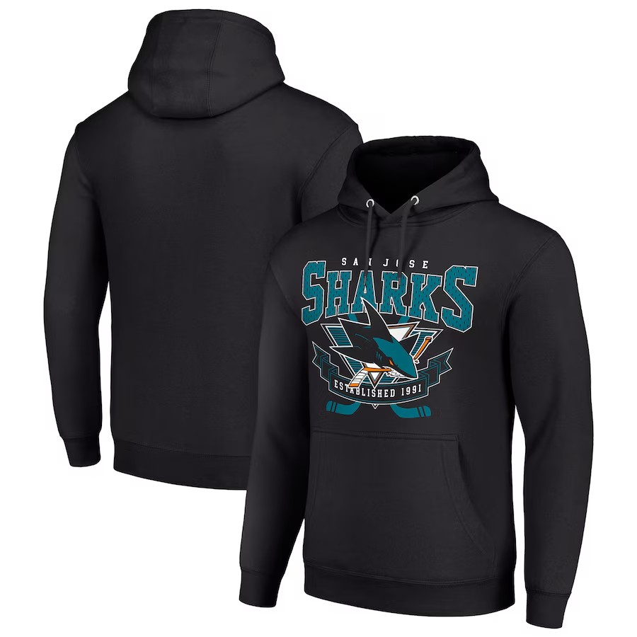 San Jose Sharks pánská mikina s kapucí Starter Team Logo Graphic Fleece Tri-Blend black