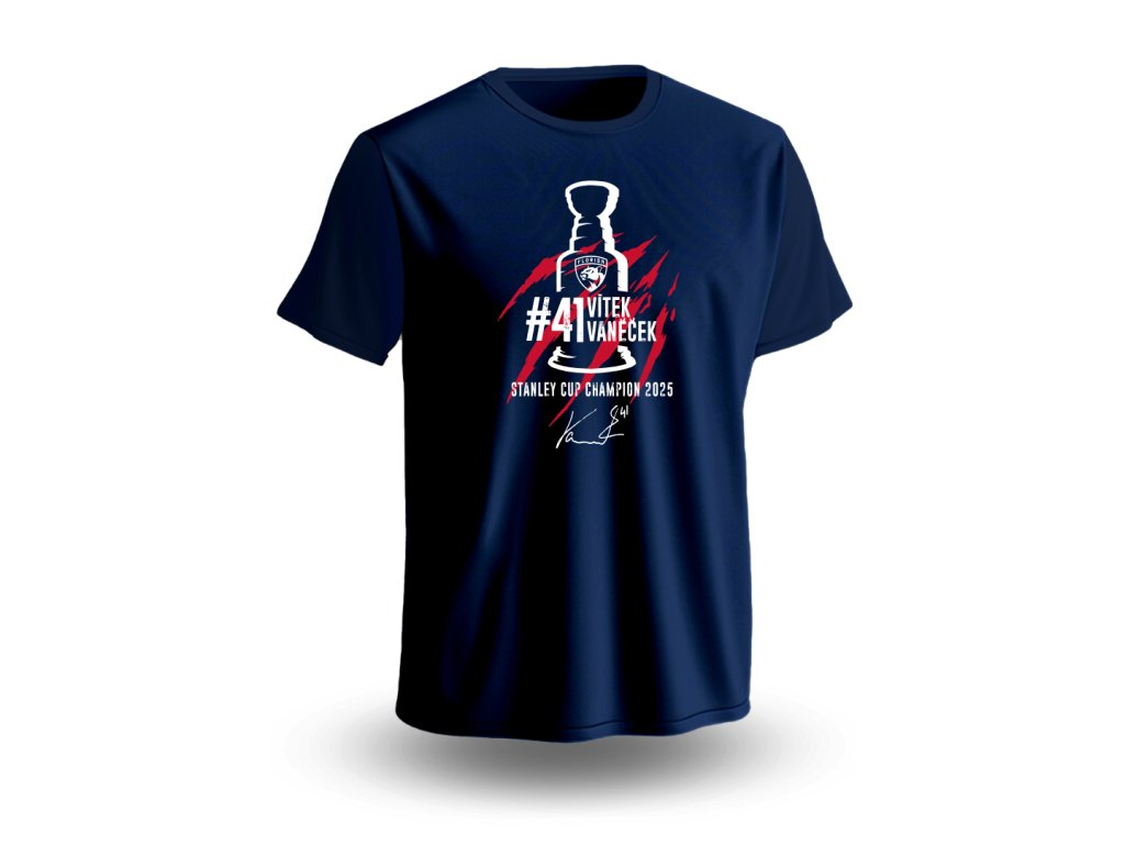 Florida Panthers dětské tričko Vítek Vaněček #41 Stanley Cup Champion 2025 Blue
