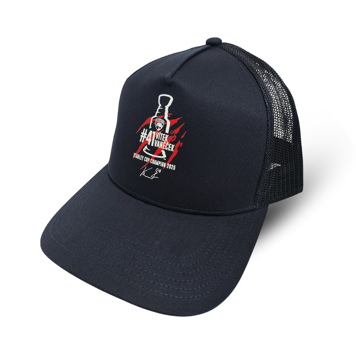 Florida Panthers čepice baseballová kšiltovka Vítek Vaněček #41 Stanley Cup Champion 2025 navy