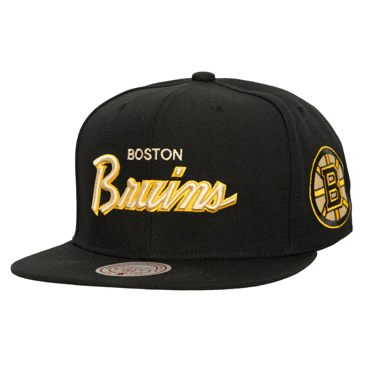 Boston Bruins čepice flat kšiltovka Cream Script Snapback black