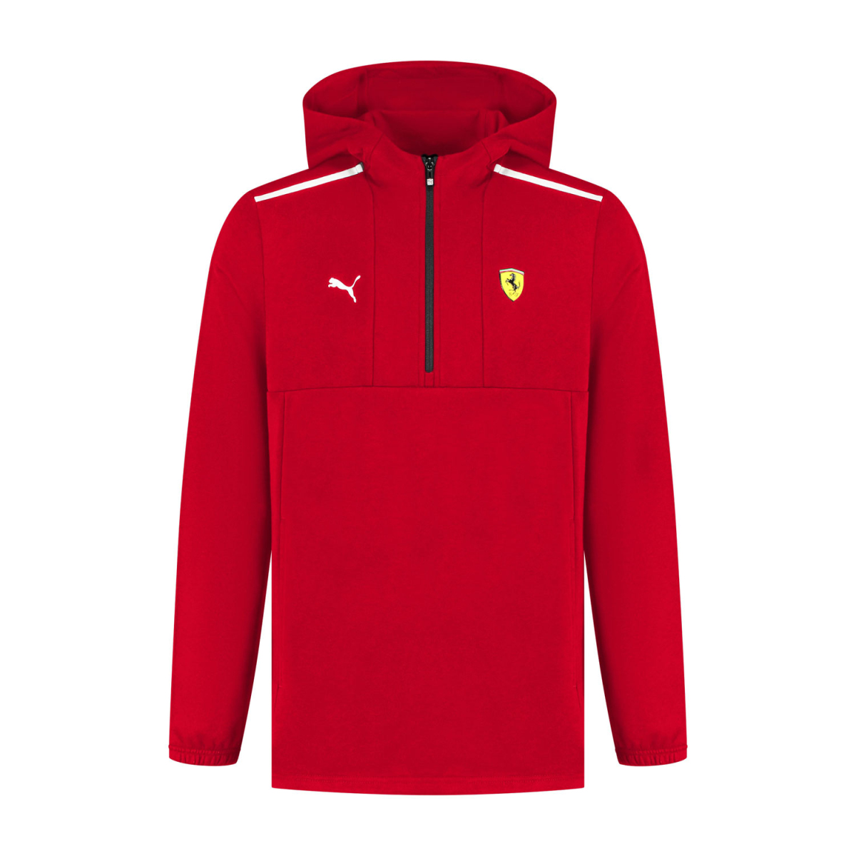 Ferrari pánská mikina s kapucí 1/4 Zip red F1 Team 2025