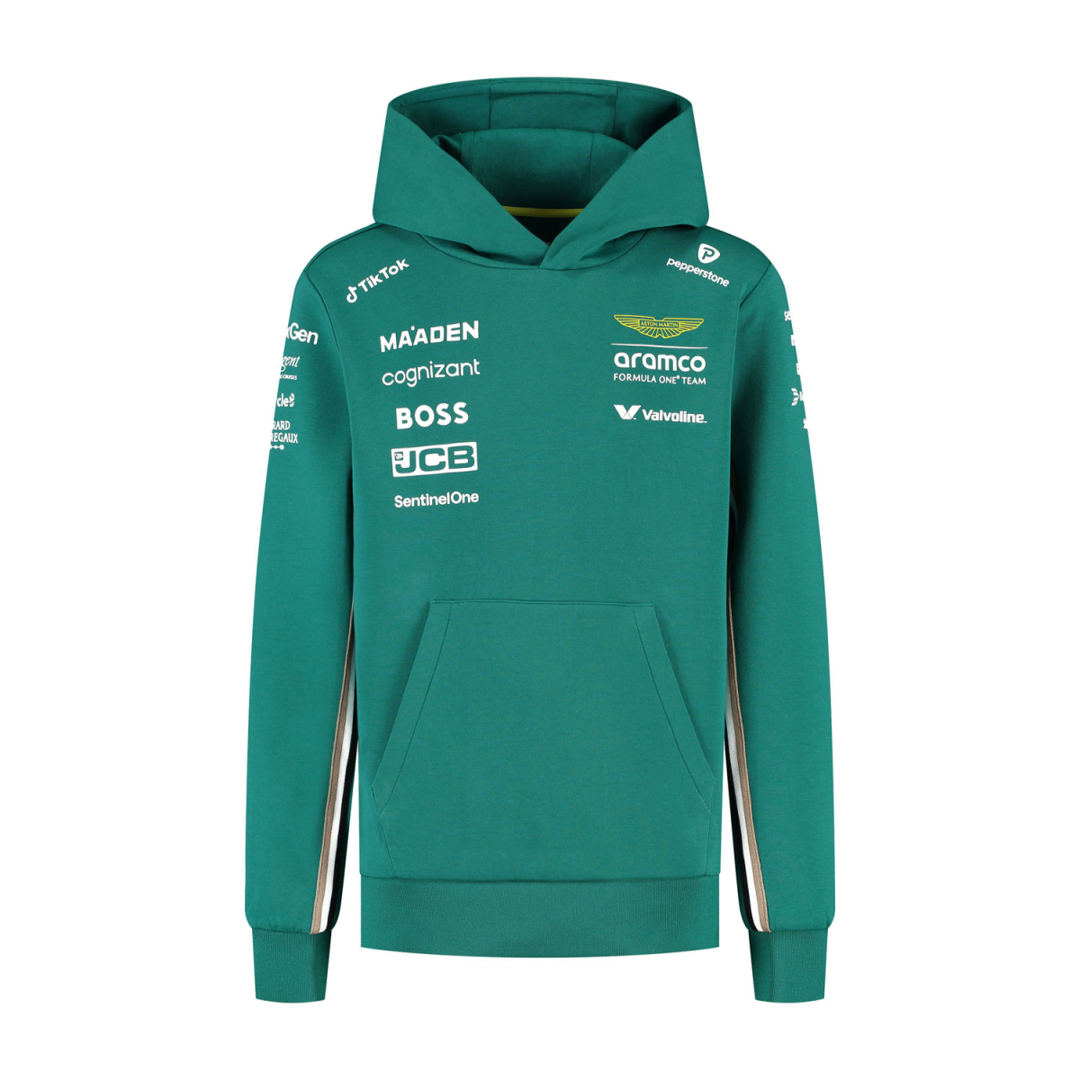 Aston Martin dětská mikina s kapucí official Teamline Replica green F1 Team 2025