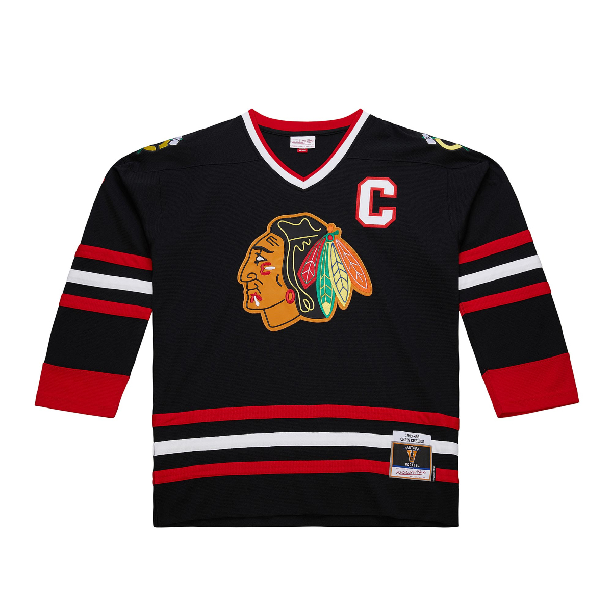 Chicago Blackhawks hokejový dres Chris Chelios 1997 NHL Dark Alternate Jersey
