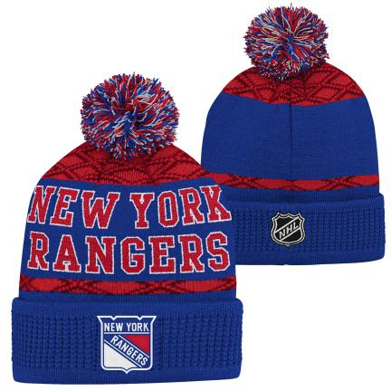 New York Rangers dětská zimní čepice Puck Pattern Cuffed Pom