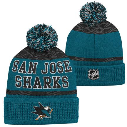 San Jose Sharks dětská zimní čepice Puck Pattern Cuffed Pom