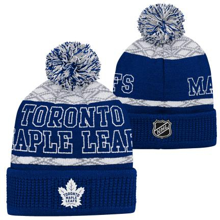 Toronto Maple Leafs dětská zimní čepice Puck Pattern Cuffed Pom