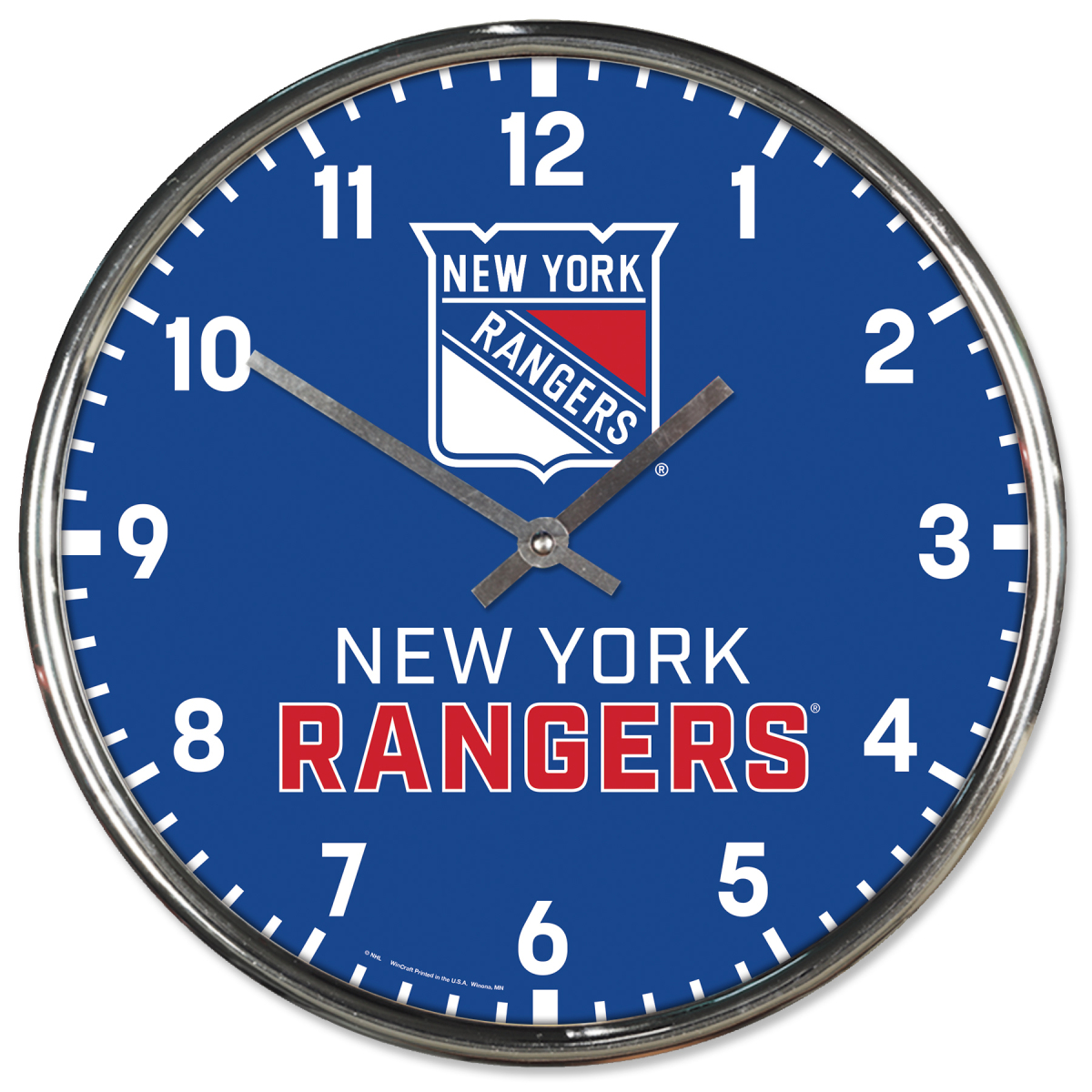 New York Rangers nástěnné hodiny Chrome