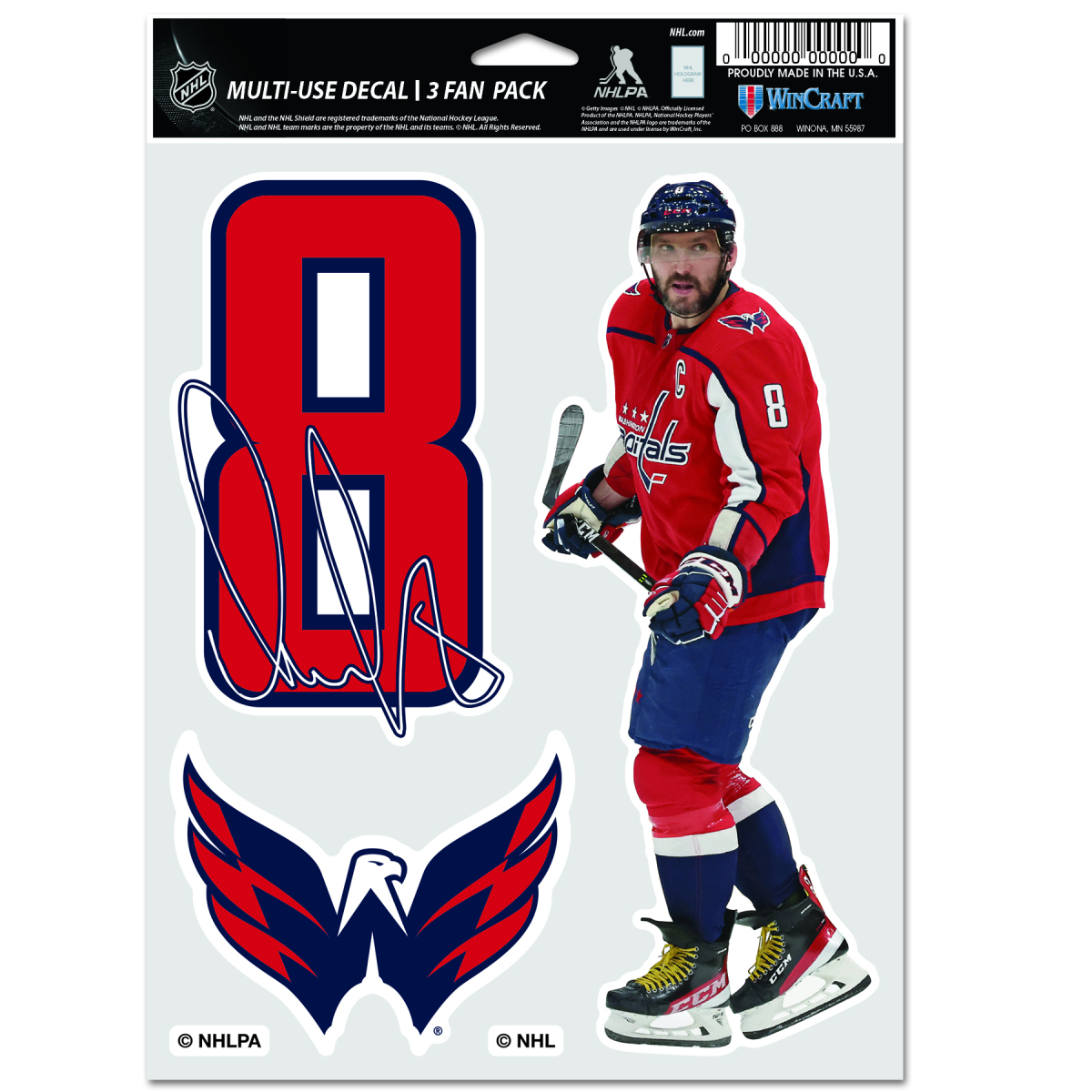 Washington Capitals samolepky Alex Ovechkin Multi Use 3 Fan Pack Decal