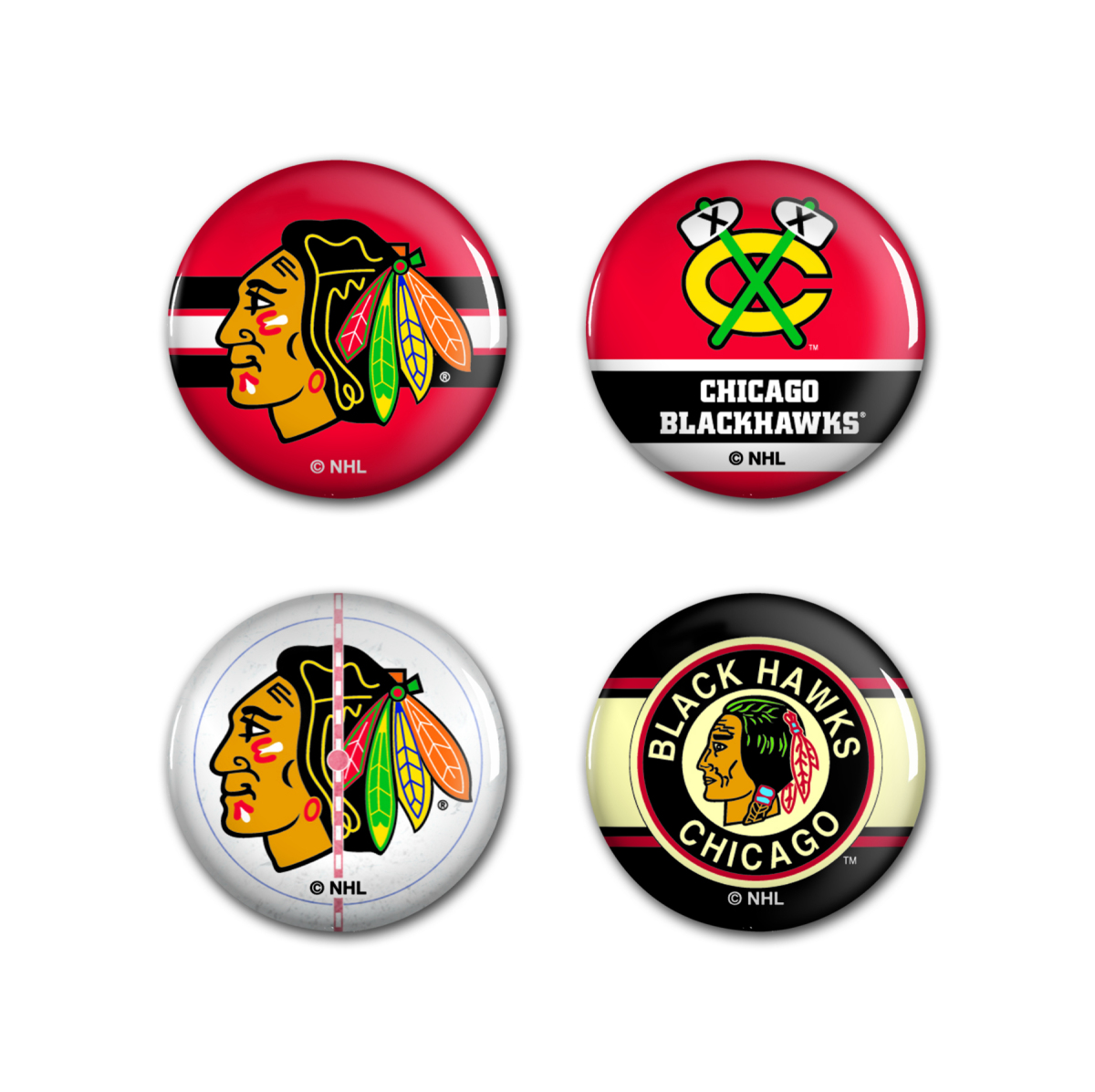 Chicago Blackhawks placka Button 4 Pack