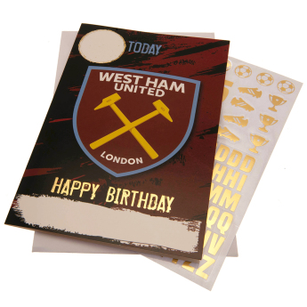 West Ham United narozeninové přání se samolepkami Have a fantastic birthday