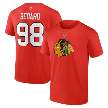 Chicago Blackhawks pánské tričko Connor Bedard #98 Draft 2023 Stack Logo Name & Number Red