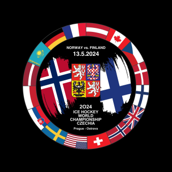 Hokejové reprezentace puk Ice Hockey World Championship Czechia MS 2024 Dueling 13.5.2024 Norway vs. Finland