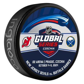 NHL produkty puk NHL Global Series 2024 Czechia Buffalo Sabres vs New Jersey Devils Dueling Logo