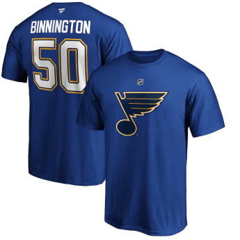 St. Louis Blues pánské tričko Jordan Binnington #50 Stack Logo Name & Number