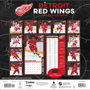 Detroit Red Wings kalendář 2025 Wall Calendar