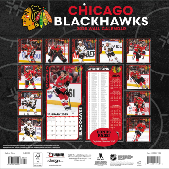 Chicago Blackhawks kalendář 2025 Wall Calendar