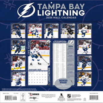 Tampa Bay Lightning kalendář 2025 Wall Calendar