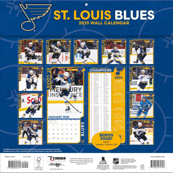 St. Louis Blues kalendář 2025 Wall Calendar