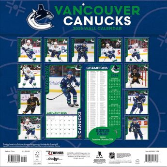 Vancouver Canucks kalendář 2025 Wall Calendar