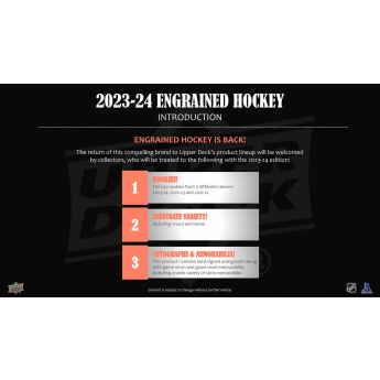 NHL boxy hokejové karty NHL 2023-24 Upper Deck Engrained Hockey Hobby Box