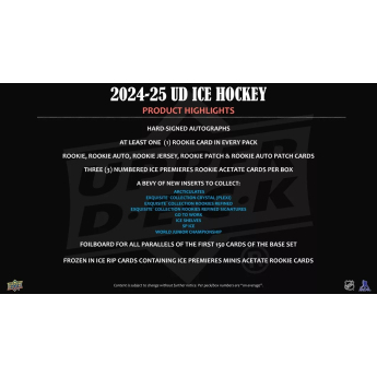 NHL boxy hokejové karty NHL 2024-25 Upper Deck Ice Hockey Hobby Box