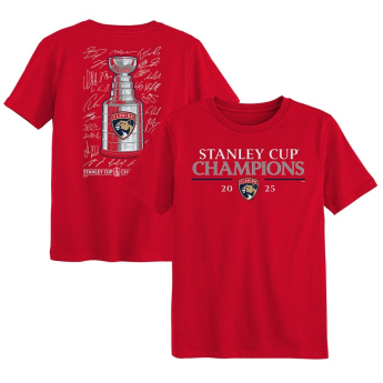 Florida Panthers dětské tričko 2025 Stanley Cup Champions Signature Roster red