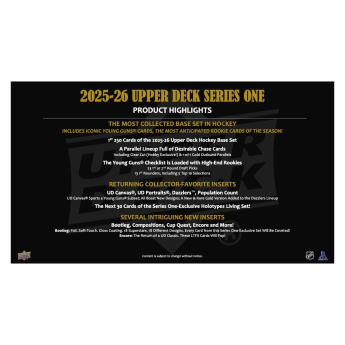 NHL boxy hokejové karty NHL 2025/26 Upper Deck Series 1 Hobby Box