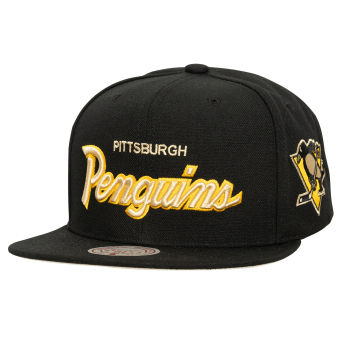 Pittsburgh Penguins čepice flat kšiltovka Cream Script Snapback black
