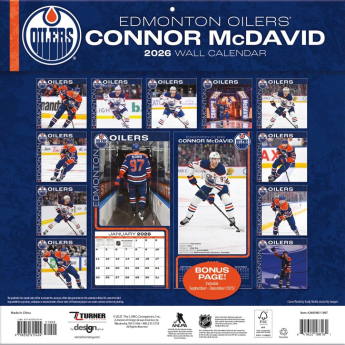 Edmonton Oilers kalendář Connor McDavid #97 2026 Wall