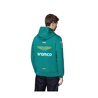 Aston Martin pánská mikina s kapucí official Teamline Replica green F1 Team 2025