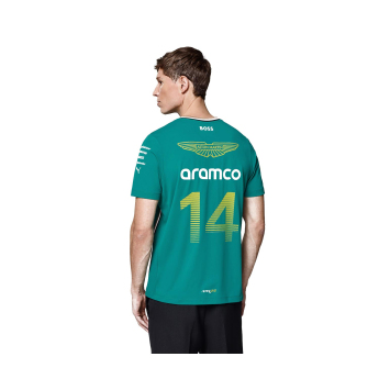 Aston Martin pánské tričko Alonso official Teamline Replica green F1 Team 2025