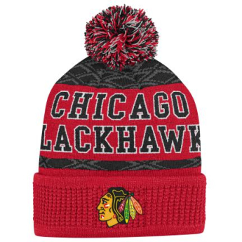 Chicago Blackhawks dětská zimní čepice Puck Pattern Cuffed Pom