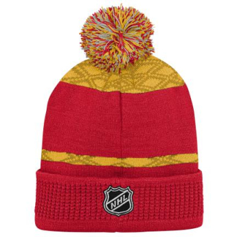 Calgary Flames dětská zimní čepice Puck Pattern Cuffed Pom