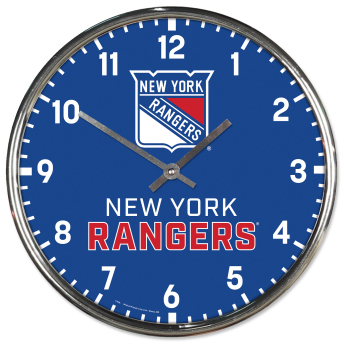 New York Rangers nástěnné hodiny Chrome