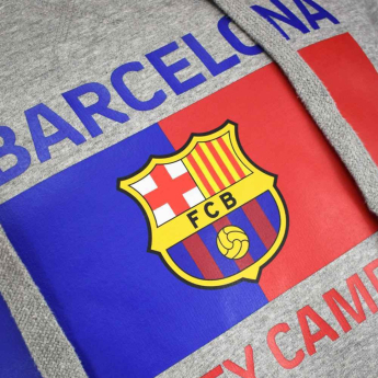FC Barcelona dětská mikina s kapucí Camp Nou grey